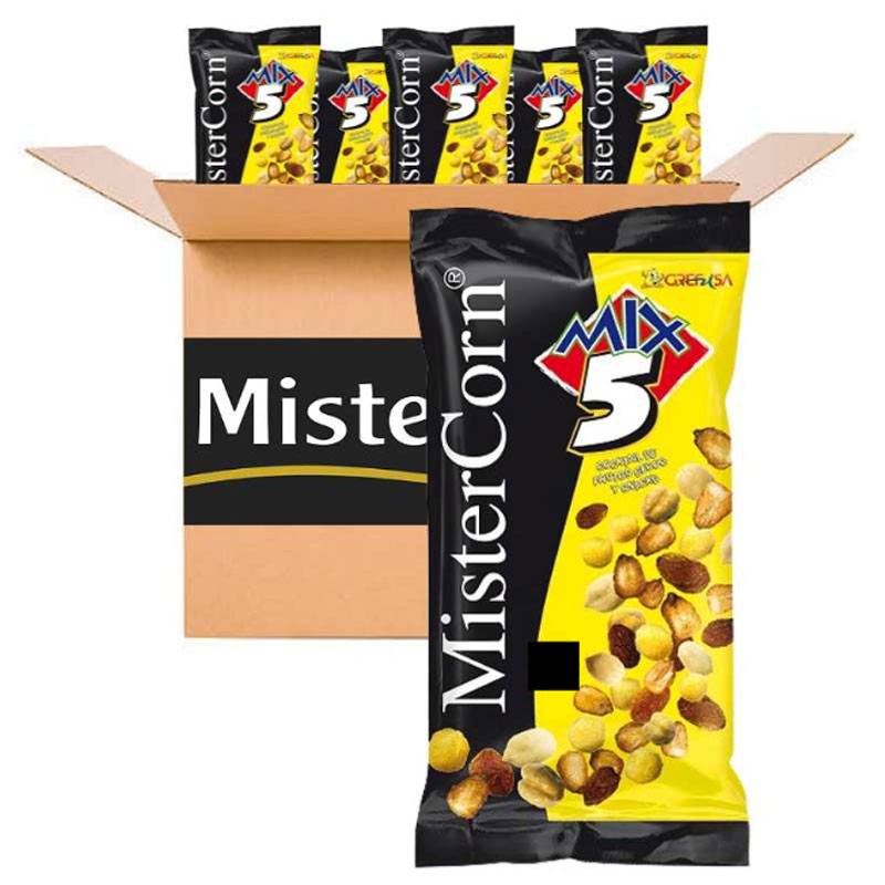 Mister Corn Mix 5 de Grefusa Caja de 24 unidades de 48 gramos Mister Corn Mix 5 de Grefusa Caja de 24 unidades de 48 gramos