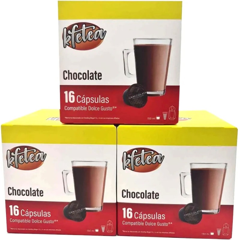 Chocolate Kfetea 3 cajas de 16 capsulas compatibles Dolce Gusto Chocolate Kfetea 3 cajas de 16 capsulas compatibles Dolce Gusto