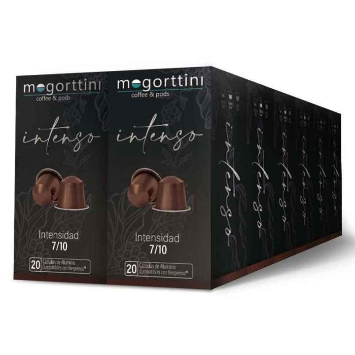 Café Intenso 12 cajas Mogorttini 240 cápsulas de cafe Nespresso en aluminio