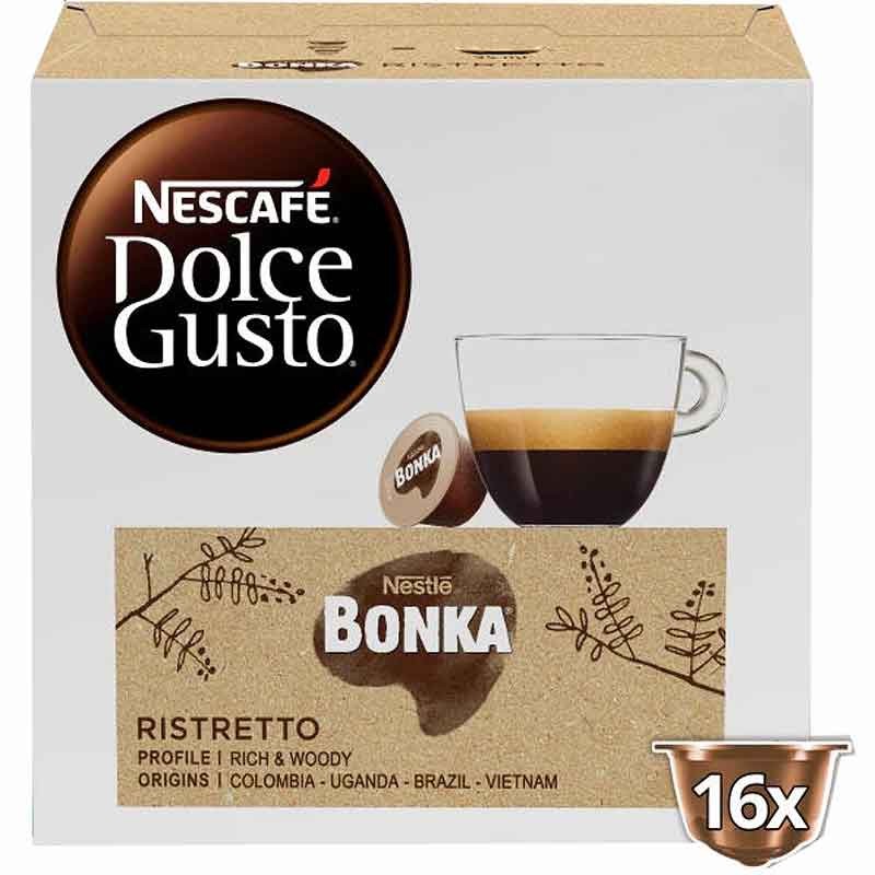 Nuevo Bonka Ristretto 16 unidades Dolce Gusto cafe de la marca Bonka. Nuevo Bonka Ristretto 16 unidades Dolce Gusto cafe de la marca Bonka.