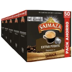 5 cajas de Extra Fuerte Saimaza PACK AHORRO 250 cápsulas de aluminio compatibles Nespresso
