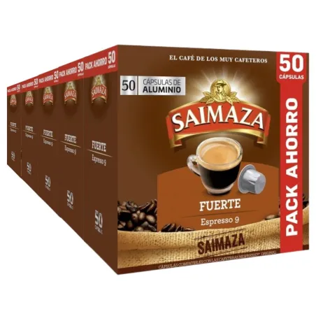 5 Cajas de Café Fuerte Saimaza PACK AHORRO 250 cápsulas de aluminio compatibles Nespresso