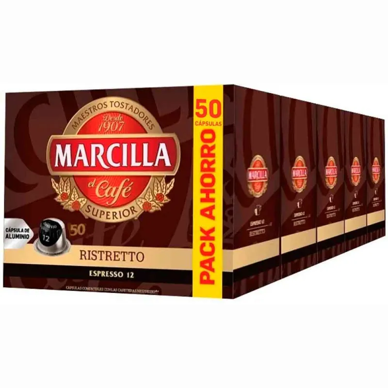 Ristretto Marcilla 5 cajas de 50 cápsulas compatibles Nespresso Ristretto Marcilla 5 cajas de 50 cápsulas compatibles Nespresso