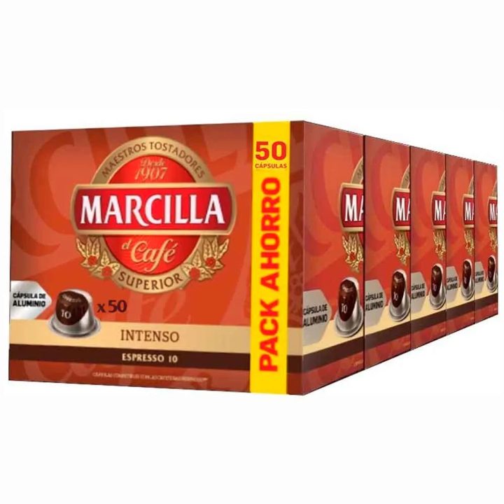 Intenso Marcilla 5 cajas de 50 cápsulas compatibles con Nespresso