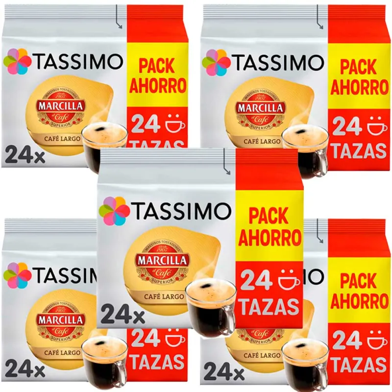 Marcilla Tassimo Café Largo 5 cajas de 24 Tdisk cada una Marcilla Tassimo Café Largo 5 cajas de 24 Tdisk cada una