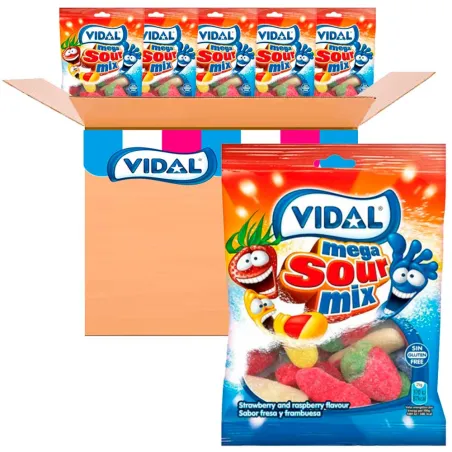 Mega sour Mix Vidal  90 gramos caja 14 unidades
