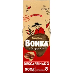 Café en grano descafeinado Bonka 500 gr intensidad 8  procedente de cultivo responsable