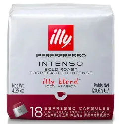 Iperespresso Intense Illy de tueste oscuro 18 cápsulas.