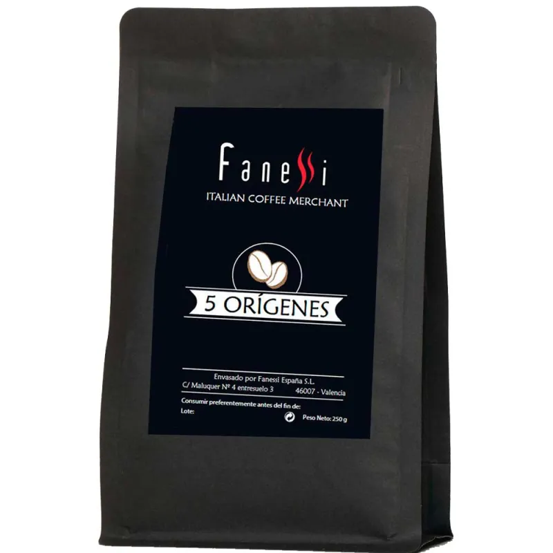 5 orígenes Fanessi  250 gr café en grano de especialidad 5 orígenes Fanessi  250 gr café en grano de especialidad