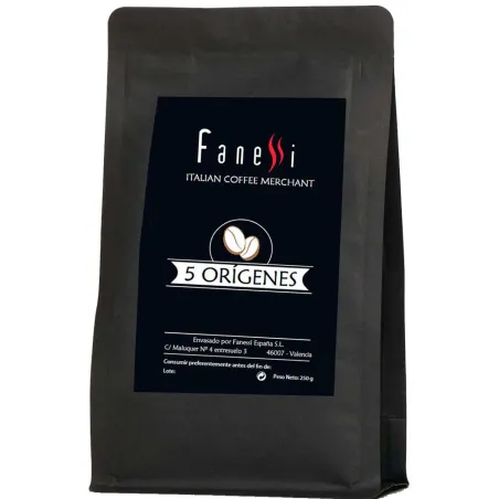 5 orígenes Fanessi  250 gr café en grano de especialidad