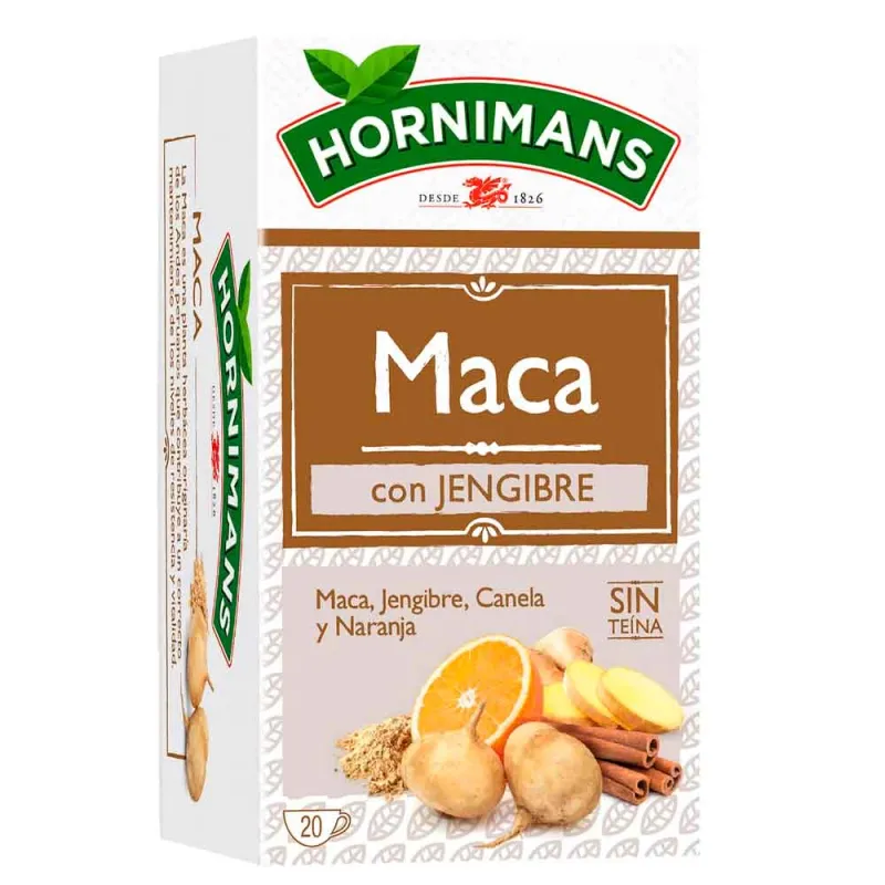 Infusión de Maca con Jengibre, canela y naranja. 20 bolsitas Hornimans