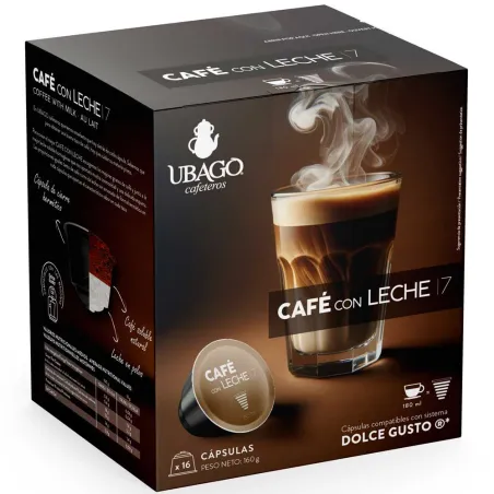 Café con Leche  Dolce Gusto 16 cápsulas compatibles marca Ubago