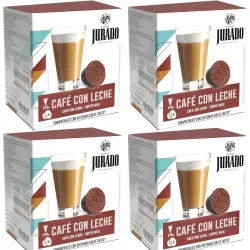 4 cajas Cafe con leche café Jurado, 16 cápsulas para Dolce Gusto