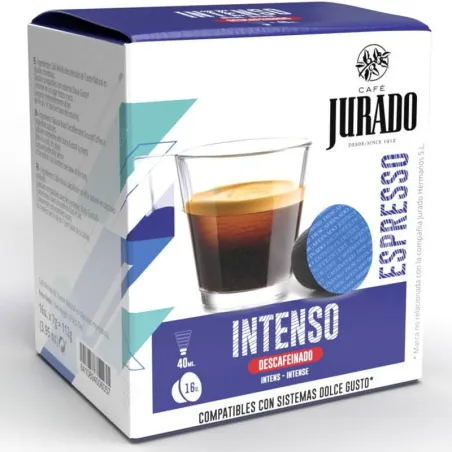 Intenso Descafeinado, 16 cápsulas café Jurado para Dolce Gusto