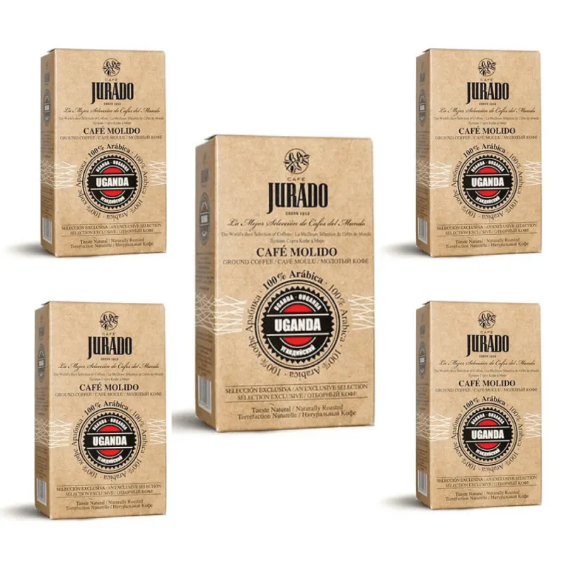 Pack de 5 Uganda Café molido de Café Jurado. Cafes del mundo. 250g