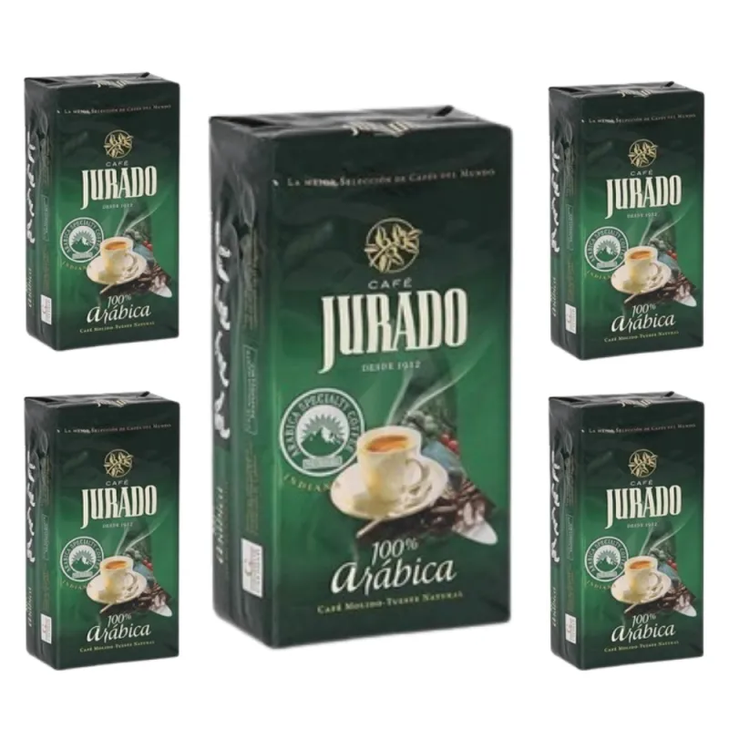 Pack de 5 Arábica Café molido Jurado, Cafés del mundo. 250 gr.