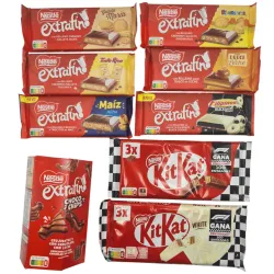 Lote Chocolate Nestlé - 6 tabletas de 84gr extrafino, 1 bote de chocochips y 2 tripacks de KitKat