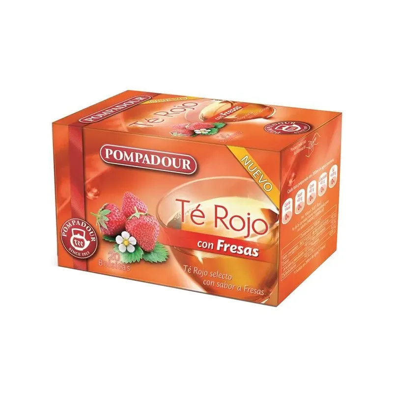 Infusión de Té Rojo con Fresas con 20 bolsitas | Pompadour