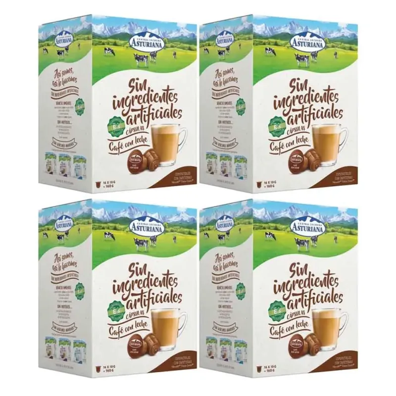 Café con Leche 4 cajas | Central Lechera Asturiana Dolce Gusto