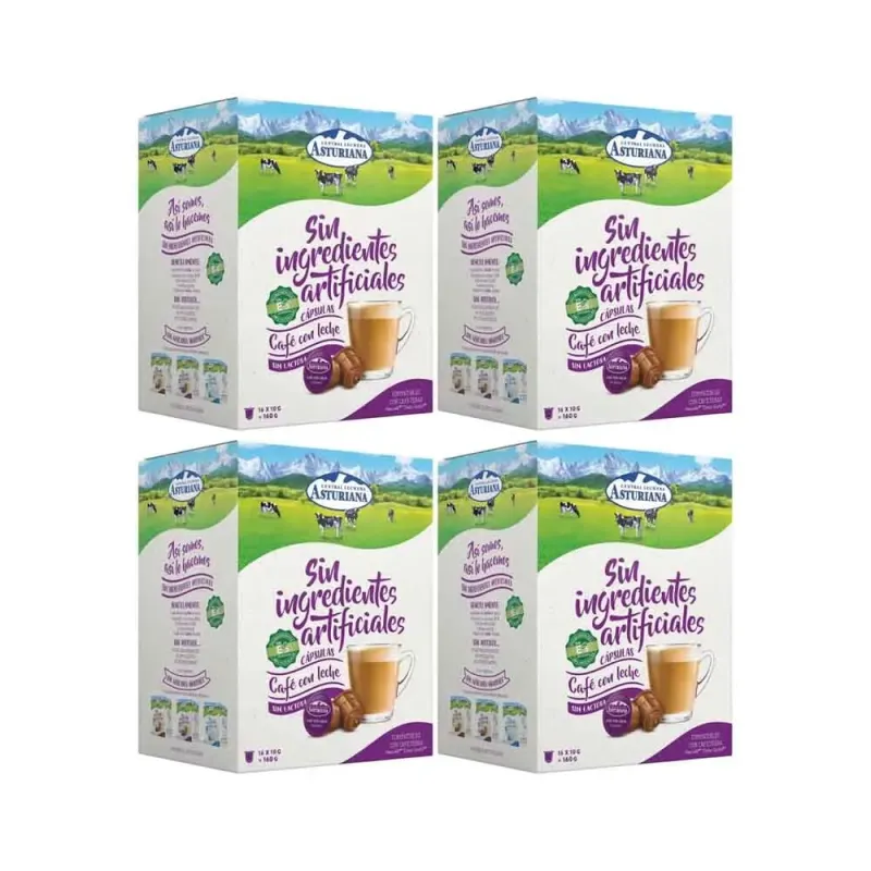 Café con Leche Sin Lactosa 4 cajas | Central Lechera Asturiana Dolce Gusto