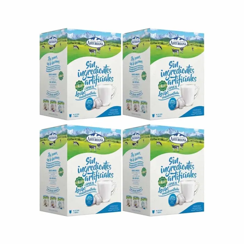 Leche Semidesnatada 4 cajas Central Lechera Asturiana Dolce Gusto