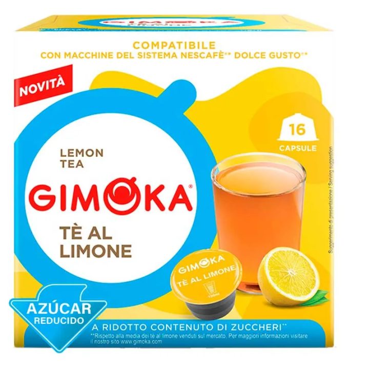 Té al Limón con Azúcar reducido 16 Cápsulas Gimoka compatibles con Dolce Gusto