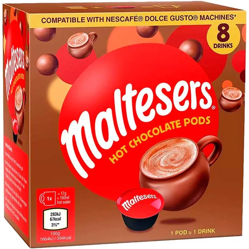 Maltesers Chocolate 8 cápsulas compatibles con Dolce Gusto 120 gr