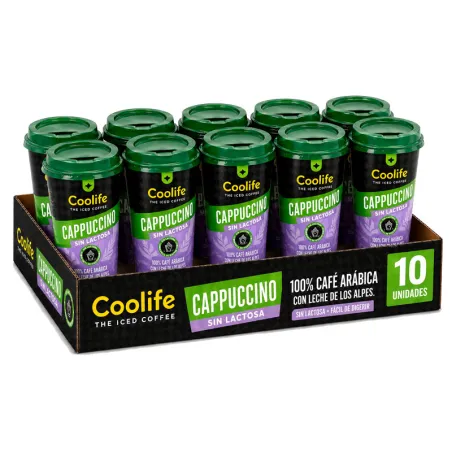10 Cappuccino Sin Lactosa  Coolife 230 ml RTD café para llevar