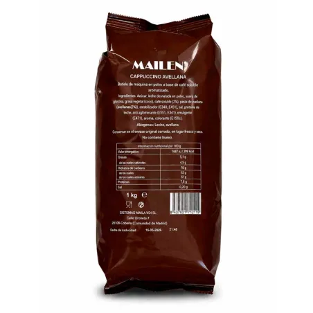 Cappuccino Avellana Mailen 1kg Soluble Especial Vending