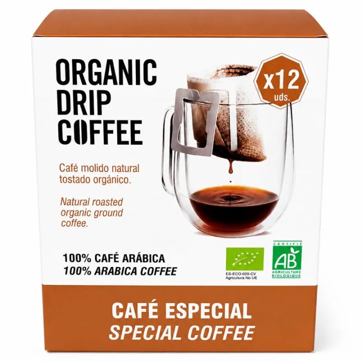 Ubago Organic Drip Coffee café filtrado ecológico 100% arábica 12 filtros individuales