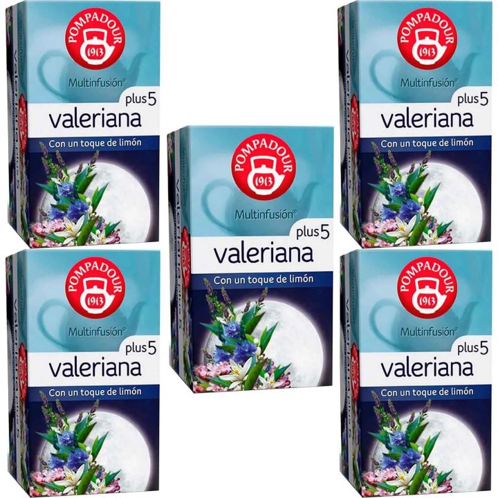 Valeriana Plus 5 limón Pompadour, 5 cajas