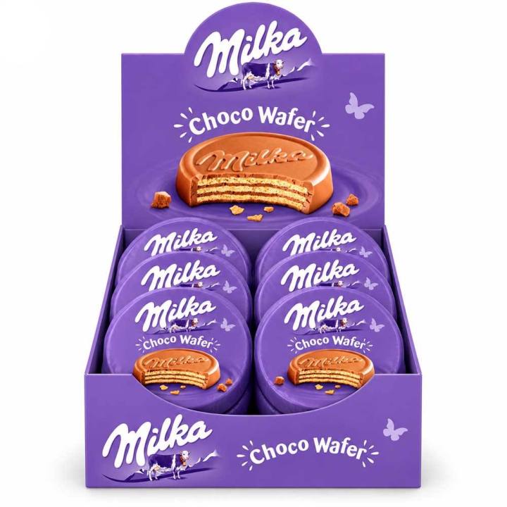 Galletas Milka Choco Wafer para el café, caja de 30 unidades de 30 g