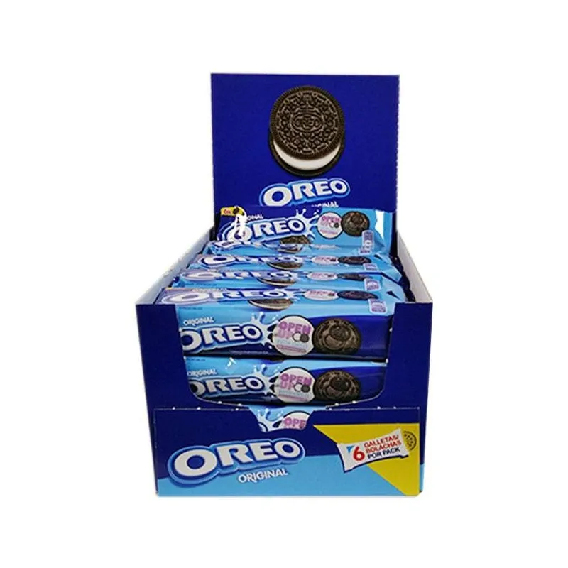 Oreo clásica, caja con 20 paquetes de 6 galletas cada uno. Formato impulso.