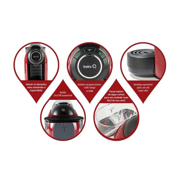QOOL EVOLUTION VRM roja-negra, Delta Q cafetera  de cápsulas