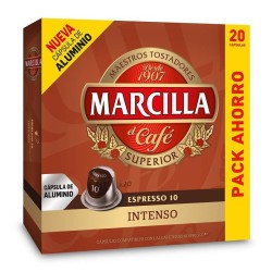 Intenso Marcilla, 20 cápsulas de aluminio compatibles con Nespresso