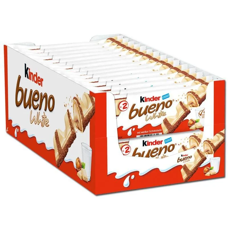 Kinder Bueno White, caja de 30 unidades 2 Barritas 43 gr.