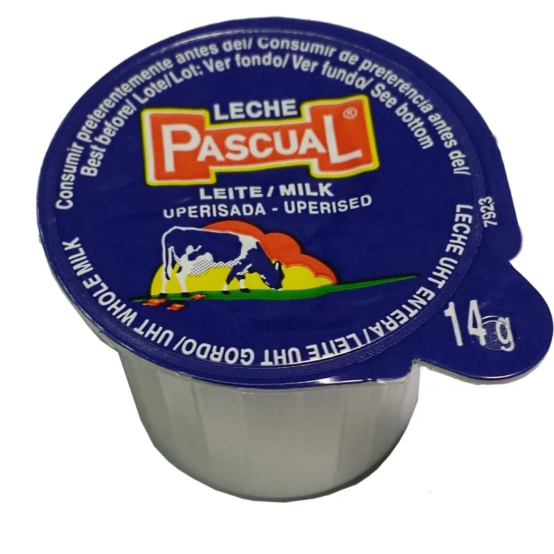 Leche entera Pascual. Tarrina de 14 ml. Bolsa de 10 unidades