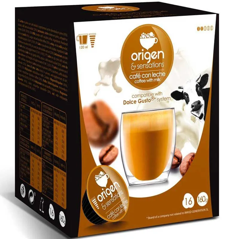 CAFÉ CON LECHE, 16uds Origen & Sensations para Dolce Gusto