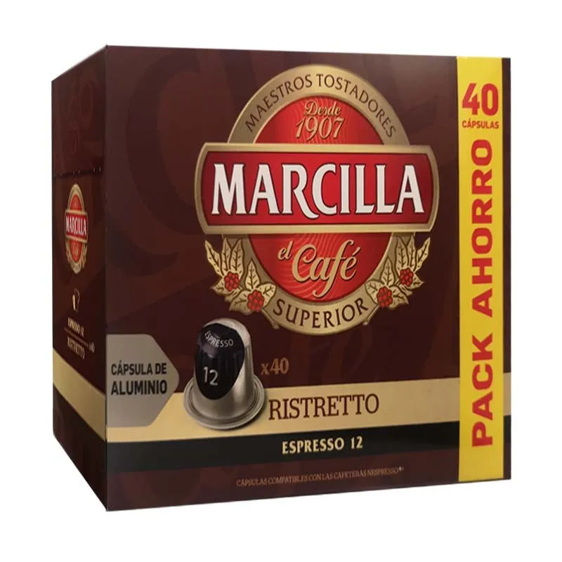 Ristretto, 40 Cápsulas aluminio Marcilla compatible Nespresso® Ristretto, 40 Cápsulas aluminio Marcilla compatible Nespresso®