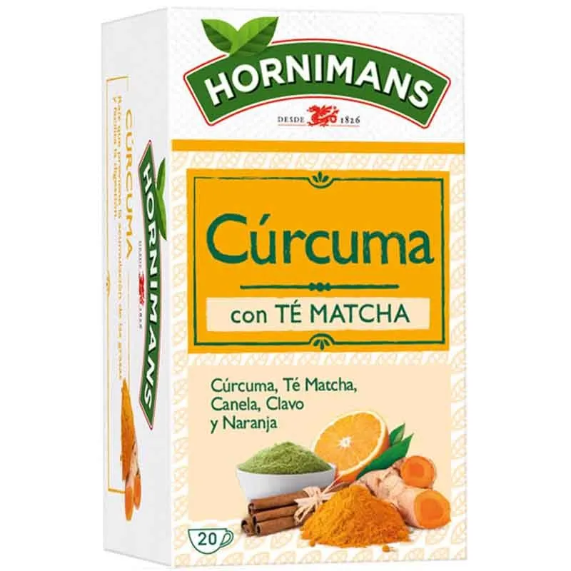 Infusión de Cúrcuma con Té Matcha,Canela, clavo y naranja. 20 bolsitas Hornimans Infusión de Cúrcuma con Té Matcha,Canela, clavo y naranja. 20 bolsitas Hornimans
