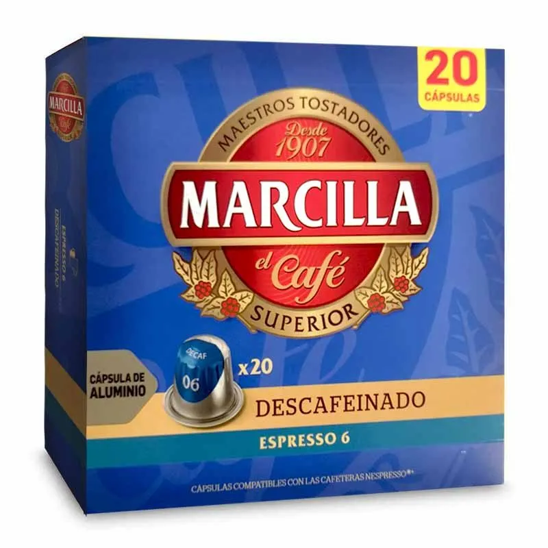 Espresso Descafeinado Marcilla 20 Cápsulas de aluminio