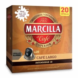 Café Largo Marcilla, 20 cápsulas de aluminio compatibles con Nespresso