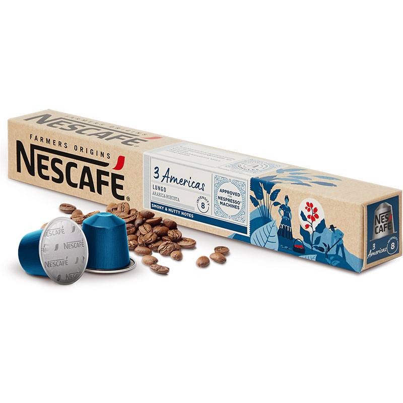 Nescafé 3 Americas Lungo,10 cápsulas nespresso aluminio intensidad 8