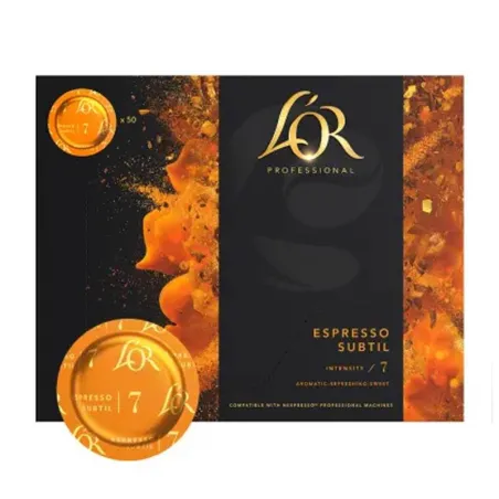 Espresso Subtil L'OR, 50 cápsulas para Nespresso Pro. Intensidad 7. Espresso Subtil L'OR, 50 cápsulas para Nespresso Pro. Intensidad 7.