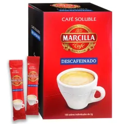 Marcilla soluble desscafeinado, 100 sobres de 2 gramos