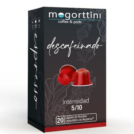 Descafeinado Mogorttini, caja 20 cápsulas. Compatibles con Nespresso