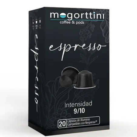 Espresso marca Mogorttini, 20 cápsulas aluminio . Compatibles con Nespresso. Espresso marca Mogorttini, 20 cápsulas aluminio . Compatibles con Nespresso.