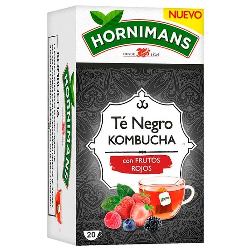 Té Negro Kombucha con frutos rojos, Hornimans 20 Bolsitas