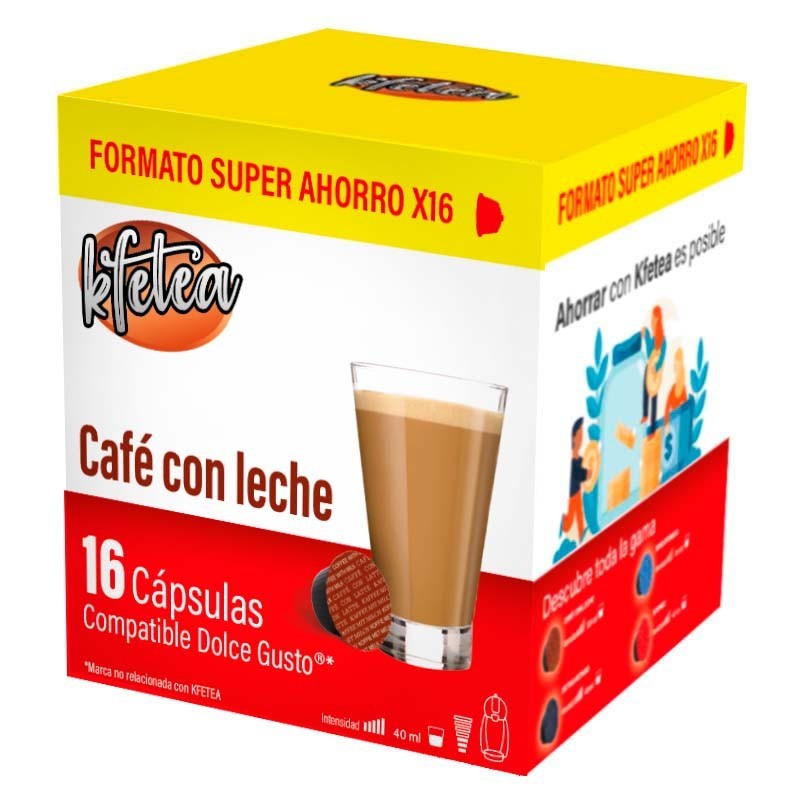 Café con Leche Kfetea 16 cápsulas compatibles con Dolce Gusto