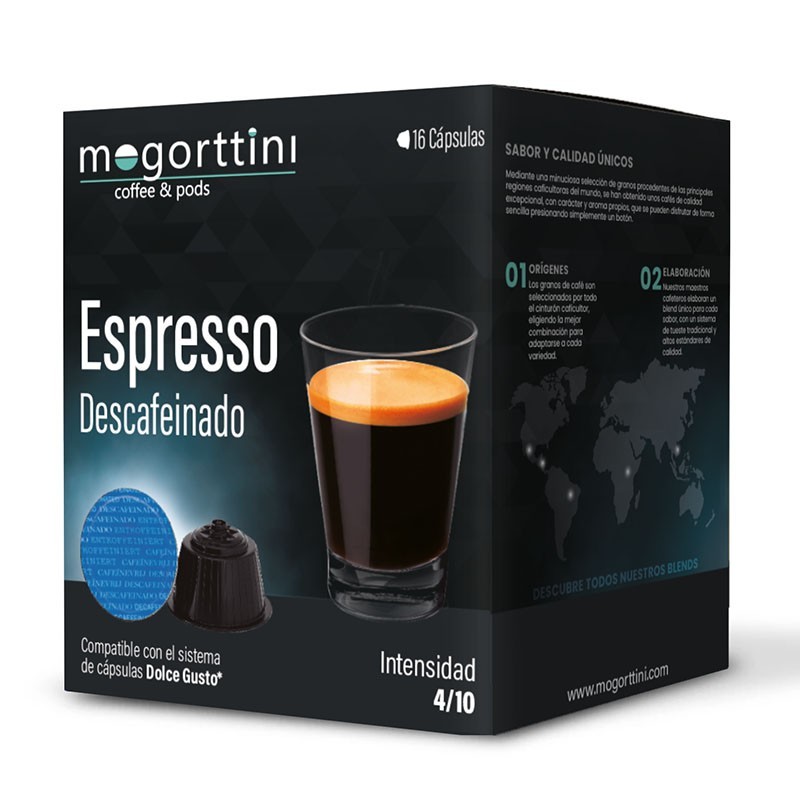 Espresso Descafeinado 16 cápsulas Mogorttini compatible Dolce Gusto